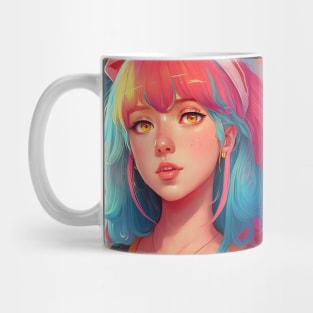 Bella Poarch Kawaii Anime Egirl Rainbow colored hair Mug